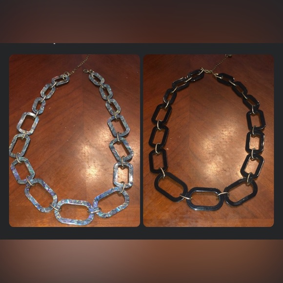 Prwnd black chunky necklace28in (2 sides) like 2 Necklaces in 1 - Picture 1 of 6